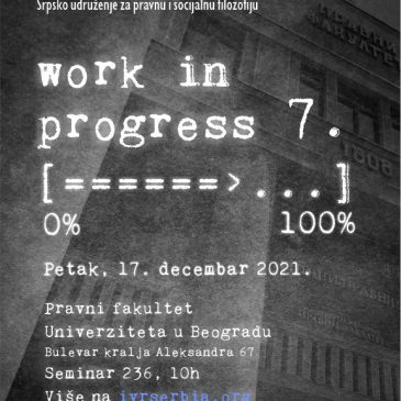 Sedma Work in Progress konferencija Srpskog udruženja za pravnu i socijalnu filozofiju