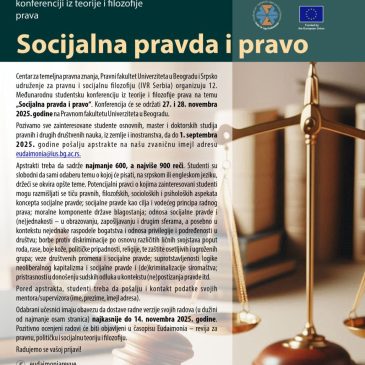 Poziv za učešće – 12. međunarodna studentska konferencija iz teorije i sociologije prava